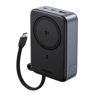 UGREEN PB567 vésztöltő Type-C aljzat 20000mAh, Qi2 + fix Type-C kábel, FEKETE