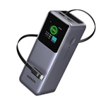 UGREEN PB726 powerbank Type-C+USB aljzat (20000mAh, 165W, PD gyorstöltő 3.0, LED kijelző + fix Type-C kábel) SÖTÉTSZÜRKE