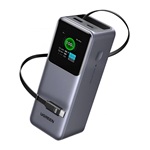 UGREEN PB726 vésztöltő Type-C+USB aljzat (20000mAh, 165W, PD gyorstöltő, LED kijelző + fix Type-C kábel) SÖTÉTSZÜRKE