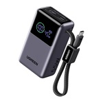 UGREEN PB727 powerbank USB+Type-C aljzat (10000mAh, 55W, gyorstöltő, LED kijelző + fix Type-C kábel) SÖTÉTSZÜRKE