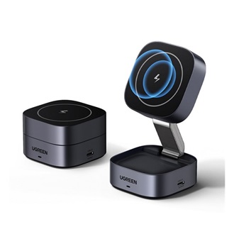 UGREEN W526 asztali töltő 3in1 (25W, gyorstöltő, wireless, MagSafe, Apple Airpods töltő, összecsukható) FEKETE