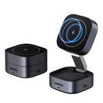 UGREEN W702 asztali töltő 2in1 (15W, gyorstöltő, wireless, MagSafe, Apple Airpods töltő, Qi2) SÖTÉTSZÜRKE