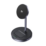 UGREEN W710 asztali töltő 2in1 (15W, gyorstöltő, wireless, MagSafe, Apple Airpods töltő, Qi2) FEKETE