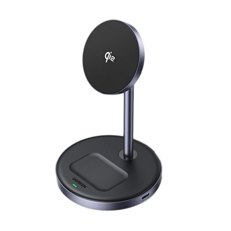 UGREEN W710 asztali töltő 2in1 (15W, gyorstöltő, wireless, MagSafe, Apple Airpods töltő, Qi2) FEKETE