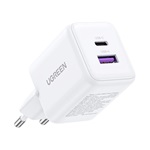 UGREEN X516 hálózati töltő USB+Type-C aljzat (30W, GaN, PD gyorstöltő) FEHÉR