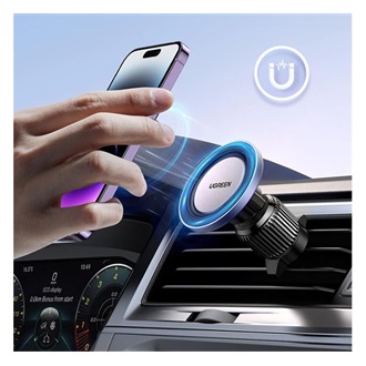 UGREEN autós tartó szellőzőre, 360° + 2db mágnesgyűrű, FEKETE