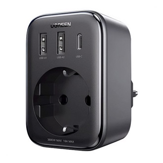 UGREEN hálózati elosztó 2 USB+Type-C+hálózati aljzat 30W, PD gyorstöltő, FEKETE