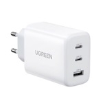 UGREEN hálózati töltő 2 Type-C+USB aljzat 65W, PD gyorstöltő, FEHÉR