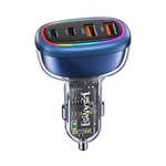 USAMS C33 autós töltő 2 USB+2 Type-C aljzat 120W, PD gyorstöltő 3.0, SÖTÉTKÉK