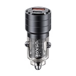 USAMS C36 autós töltő USB+Type-C aljzat 95W, PD gyorstöltő, FEKETE