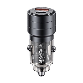 USAMS C36 autós töltő USB+Type-C aljzat 95W, PD gyorstöltő, FEKETE