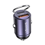USAMS C38 autós töltő USB+Type-C aljzat 30W, mini, LILA