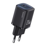 USAMS CC248 hálózati töltő Type-C aljzat 20W, PD gyorstöltő, FEKETE
