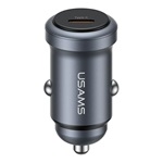 USAMS CC321 autós töltő Type-C aljzat (30W, PD gyorstöltő) SÖTÉTSZÜRKE