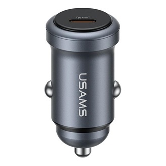 USAMS CC321 autós töltő Type-C aljzat (30W, PD gyorstöltő) SÖTÉTSZÜRKE