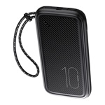 USAMS CD150 vésztöltő 2 USB+Type-C+microUSB 10000mAh, kézpánt, FEKETE