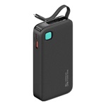 USAMS CD225 vésztöltő USB+Type-C aljzat 10000mAh, LED kijelző + fix lightning kábel, FEKETE