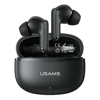 USAMS E05 bluetooth fülhallgató SZTEREO (v6.0, TWS, zajszűrő + töltőtok) FEKETE