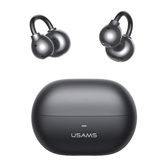 USAMS ECHO R02 bluetooth fülhallgató SZTEREO (v5.3, TWS, zajszűrő, fülre akasztható + töltőtok) FEKETE