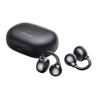 USAMS ECHO R02 bluetooth fülhallgató SZTEREO (v5.3, TWS, zajszűrő, fülre akasztható + töltőtok) FEKETE