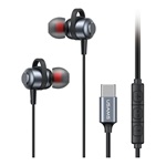 USAMS EP-48 fülhallgató SZTEREO (Type-C, mikrofon, felvevő gomb) SÖTÉTSZÜRKE