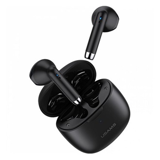 USAMS IA04 Bluetooth fülhallgató SZTEREO v5.0, mikrofon + töltőtok, FEKETE