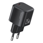 USAMS JC MINI hálózati töltő Type-C aljzat (25W, PD gyorstöltő, GaN) FEKETE