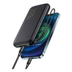 USAMS PB56 vésztöltő 2 USB+Type-C+microUSB (10000mAh, 22.5W, PD gyorstöltő 3.0) FEKETE