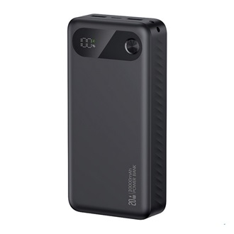 USAMS PB80 vésztöltő 2 USB+Type-C (20000mAh, 20W, PD gyorstöltő) FEKETE
