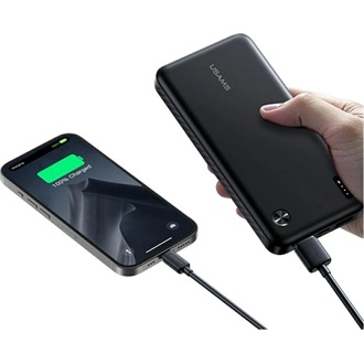 USAMS PB83 vésztöltő 2 USB+Type-C (10000mAh, 20W, PD gyorstöltő) FEKETE