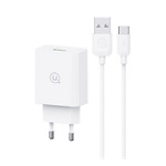 USAMS SC hálózati töltő USB aljzat 18W, PD gyorstöltő 3.0 + Type-C kábel, FEHÉR