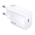 USAMS T34 hálózati töltő Type-C aljzat 20W, PD gyorstöltő, FEHÉR