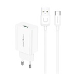 Usams T48 18W univerzális hálózati töltő adapter fehér (USB-C kábel)