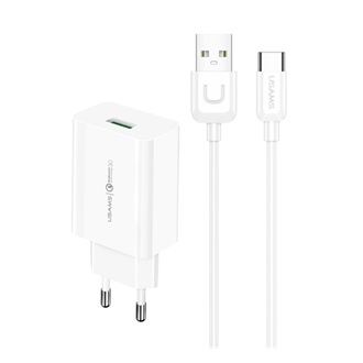 Usams T48 18W univerzális hálózati töltő adapter fehér (USB-C kábel)