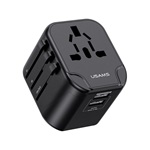 USAMS T55 utazó töltő 2 USB aljzat 12W, AU, FEKETE