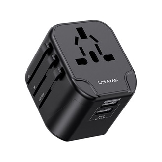 USAMS T55 utazó töltő 2 USB aljzat 12W, AU, FEKETE
