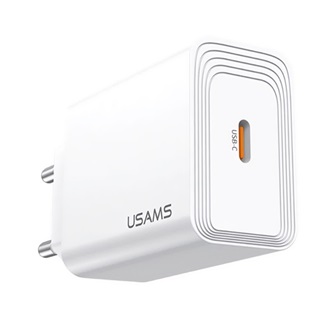 USAMS T69 hálózati töltő Type-C aljzat (20W, gyorstöltő 3.0) FEHÉR