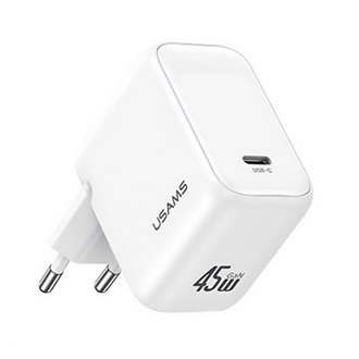 USAMS T76 hálózati töltő Type-C aljzat (45W, GaN, PD gyorstöltő) FEHÉR