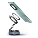 USAMS ZJ084 autós tartó (műszerfalra, szélvédőre, mágneses, 360°, állítható, 4-7" méret) FEKETE