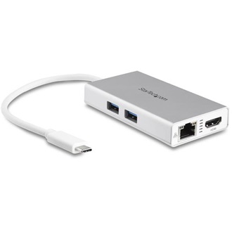 StarTech multiport USB-C / Thunderbolt -> HDMI 1.4 Ethernet 1Gb/s 2db USB-A 3.0 M/F adapter 0.15m ezüst