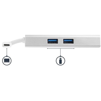 StarTech multiport USB-C / Thunderbolt -> HDMI 1.4 Ethernet 1Gb/s 2db USB-A 3.0 M/F adapter 0.15m ezüst