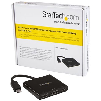 StarTech USB-C / Thunderbolt -> HDMI 1.4 USB-C USB-A 3.0 M/F adapter 0.1m fekete