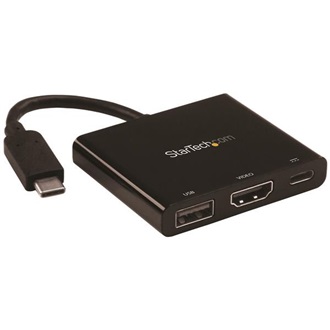 StarTech USB-C / Thunderbolt -> HDMI 1.4 USB-C USB-A 3.0 M/F adapter 0.1m fekete