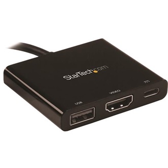 StarTech USB-C / Thunderbolt -> HDMI 1.4 USB-C USB-A 3.0 M/F adapter 0.1m fekete