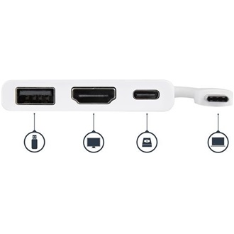 StarTech Multiport USB-C / Thunderbolt -> HDMI 1.4 USB-C USB-A 3.0 M/F adapter 0.1m fehér