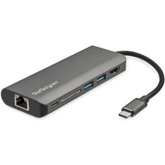 StarTech USB-C / Thunderbolt -> HDMI 1.4 Ethernet 1Gb/s USB-C 2 USB-A 3.0 M/F adapter 0.15m szürke