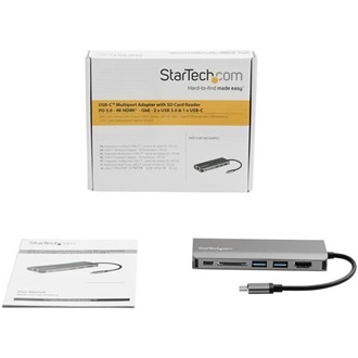 StarTech USB-C / Thunderbolt -> HDMI 1.4 Ethernet 1Gb/s USB-C 2 USB-A 3.0 M/F adapter 0.15m szürke