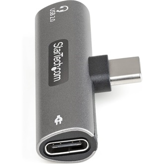 StarTech USB-C -> 2db USB-C M/F adapter szürke Audio & Charge 60W
