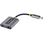 StarTech USB-C -> 2db Jack stereo 3,5mm (4pin) M/F adatkábel Direct Attach (DAC) 0.2m szürke 24-bit DAC