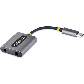 StarTech USB-C -> 2db Jack stereo 3,5mm (4pin) M/F adatkábel Direct Attach (DAC) 0.2m szürke 24-bit DAC